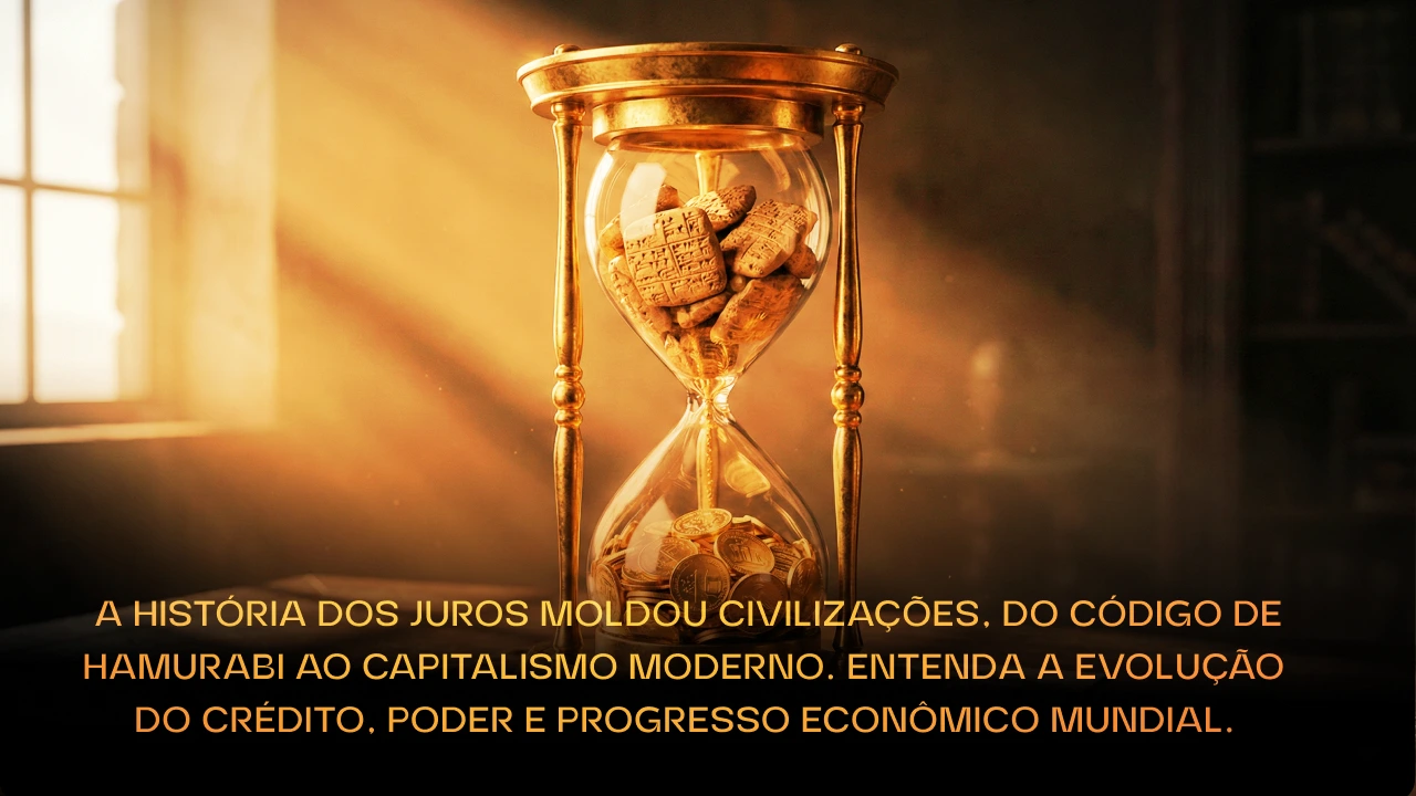 _a história dos juros moldou civilizações do Código de Hamurabi ao capitalismo moderno. Entenda a evolução do crédito poder e progresso econômico mundial.